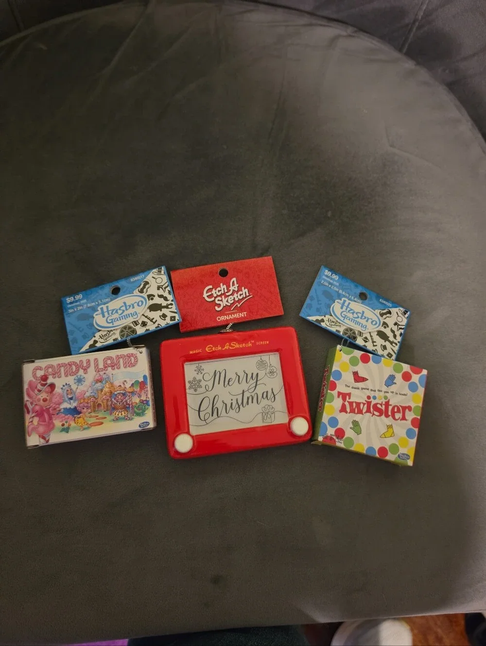 NWT Candy Land & Twister Game Boxes & Etch A Sketch Christmas Tree Ornaments